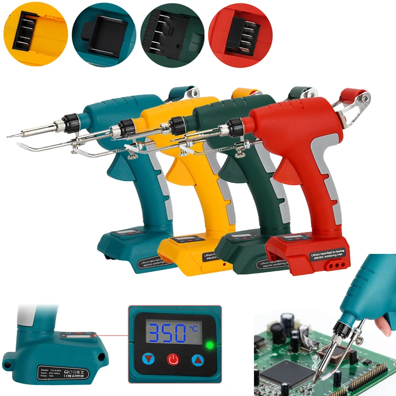 Handheld Automatic Tin Feeding 75W Electric Soldering Iron For Makita/Dewalt/Milwaukee/Bosch 18V Li-ion Battery Display LED Iron
Handheld Automatic Tin Feeding 75W Electric Soldering Iron For Makita/Dewalt/Milwaukee/Bosch 18V Li-ion Battery Display LED Iron