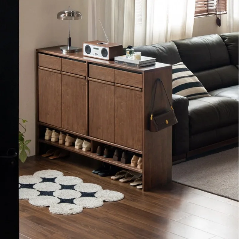 Solid wood shoe cabinet living room Italian light luxury black walnut storage cabinet
Solid wood shoe cabinet living room Italian light luxury black walnut storage cabinet