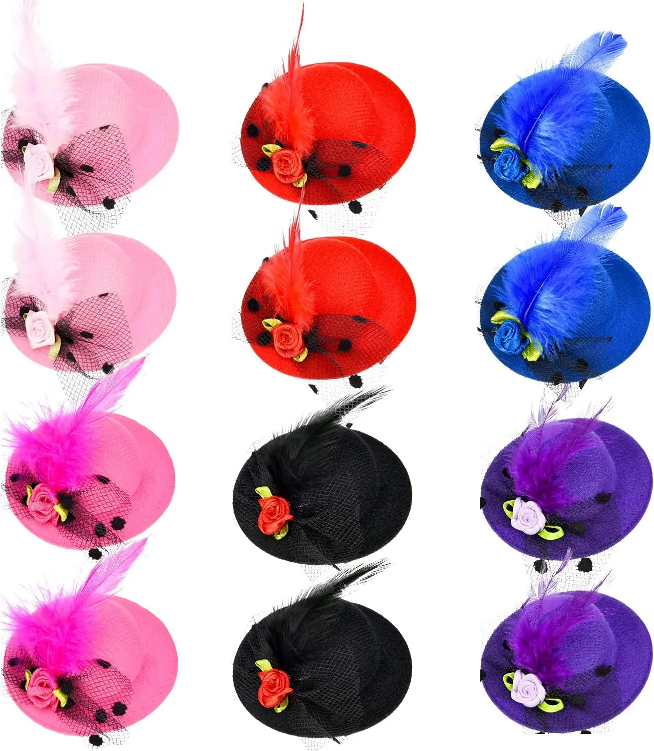 12Pcs Mini Tea Party Hats for Women Clip-On Fascinator Hair Clips with Ribbon Flowers Faux Feathers Mesh Bow Barrette for Halloween Costume
12Pcs Mini Tea Party Hats for Women Clip-On Fascinator Hair Clips with Ribbon Flowers Faux Feathers Mesh Bow Barrette for Halloween Costume