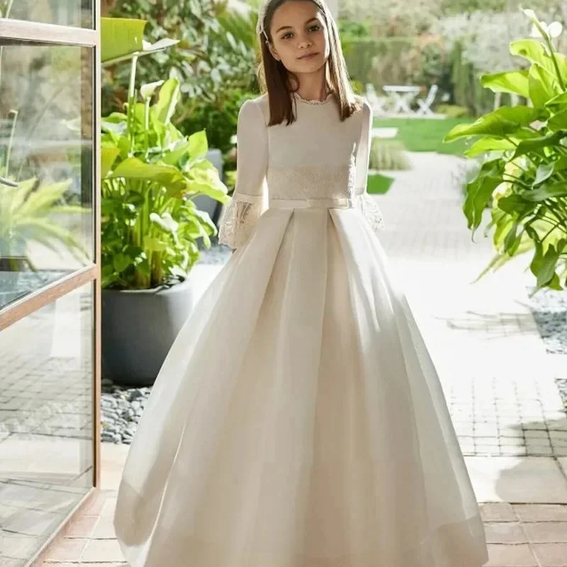 Customized White Flower Girl Dress For Wedding Bowknot Lace Satin Half Sleeve Floor Length Kids Birthday First Communion Gown
Customized White Flower Girl Dress For Wedding Bowknot Lace Satin Half Sleeve Floor Length Kids Birthday First Communion Gown