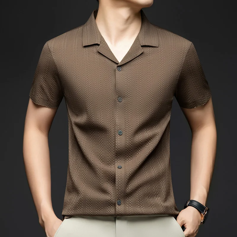 Men's Slim Fit Short Sleeve Dress Shirt New Solid Color Turn-down Collar Business Casual Shirt for Summer
Men's Slim Fit Short Sleeve Dress Shirt New Solid Color Turn-down Collar Business Casual Shirt for Summer
