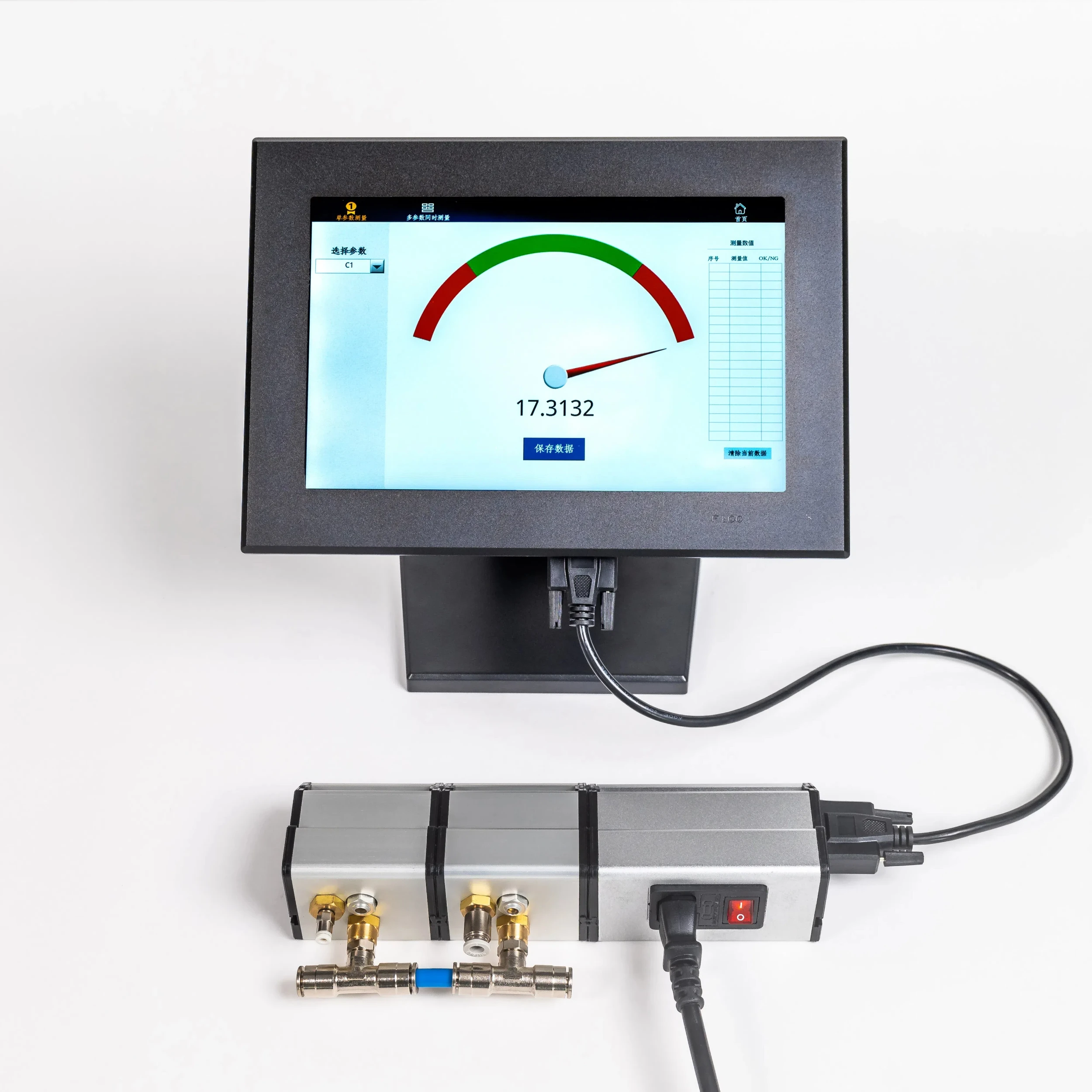 Touch Panel Pneumatic Plug Gauge Tolerance Alarm Preliminary Analysis of Measurement Data of 2 air Ports
Touch Panel Pneumatic Plug Gauge Tolerance Alarm Preliminary Analysis of Measurement Data of 2 air Ports