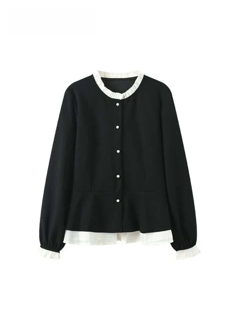 Faionable Casual Long Sve Stand Collar irt for plus Size Women Ele French Sle Polyester Fiber Thiened Autumn Top
Faionable Casual Long Sve Stand Collar irt for plus Size Women Ele French Sle Polyester Fiber Thiened Autumn Top