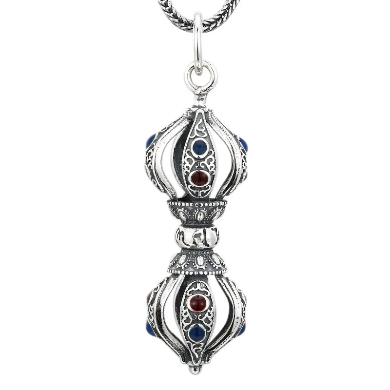 925 Sterling Silver Vajra Pendant - Thai Silver Antique Finish Buddhist Jewelry Necklace
925 Sterling Silver Vajra Pendant - Thai Silver Antique Finish Buddhist Jewelry Necklace