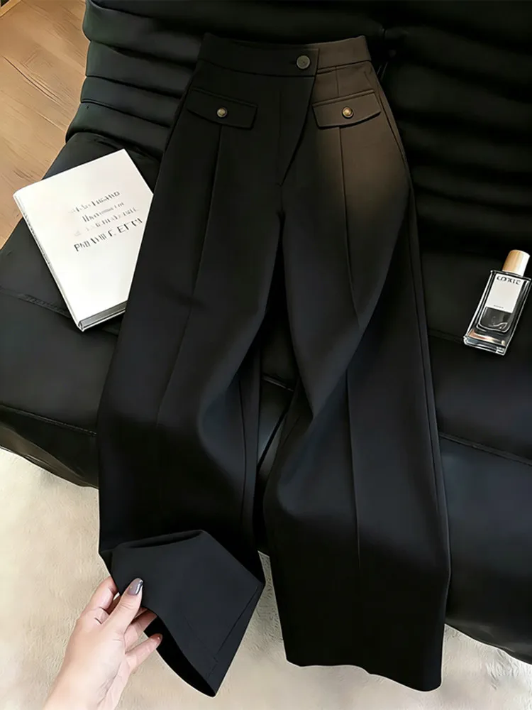 Black Casual Straight Leg Trousers for Women High Waist Loose Fit Slimming Wide Leg Long Pants Office Wear Summer New Style
Black Casual Straight Leg Trousers for Women High Waist Loose Fit Slimming Wide Leg Long Pants Office Wear Summer New Style