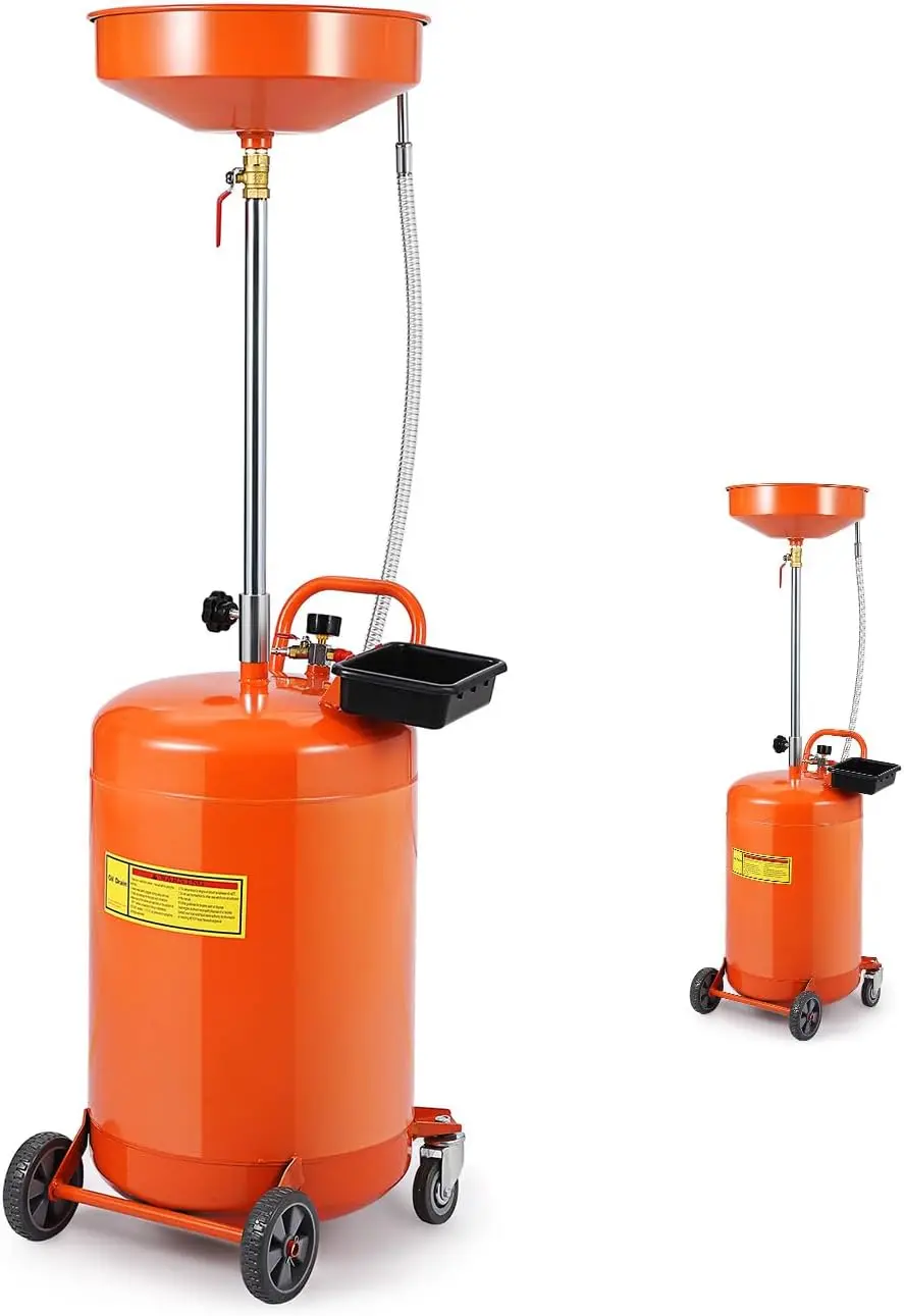 20 Gallon Portable Oil Drain Tank with Adjustable Funnel, 360° Wheels & Toolbox - Orange
20 Gallon Portable Oil Drain Tank with Adjustable Funnel, 360° Wheels & Toolbox - Orange
