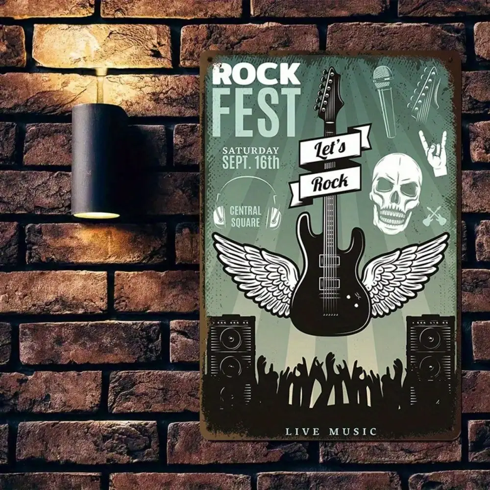 1PC "Let's Rock" Rock Fest Tin Sign - Vintage Guitar Design For Music Events & Bars, 8x12in/20x30cm
1PC "Let's Rock" Rock Fest Tin Sign - Vintage Guitar Design For Music Events & Bars, 8x12in/20x30cm