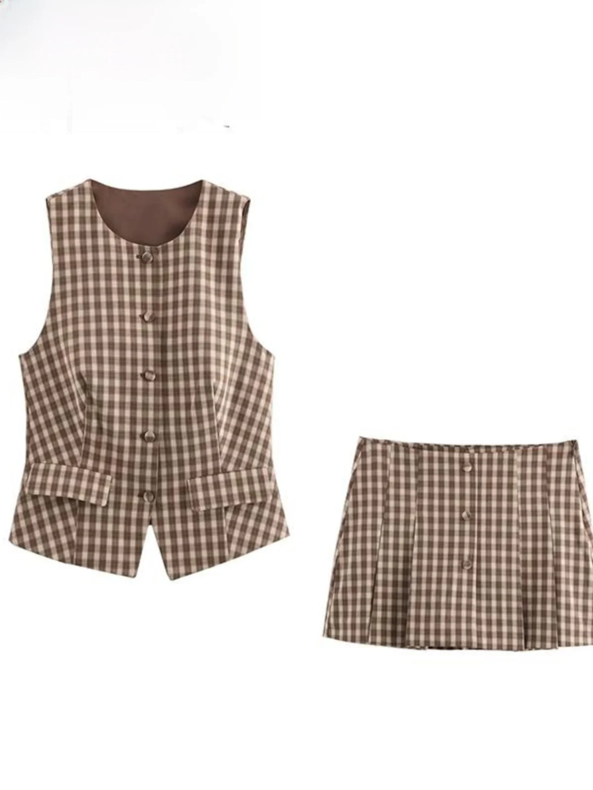 ZBZA Autumn New Women's Faion Personali Plaid Vest Sle Top ort Skirt Pants Set A-Line Skirt Polyester Fiber
ZBZA Autumn New Women's Faion Personali Plaid Vest Sle Top ort Skirt Pants Set A-Line Skirt Polyester Fiber
