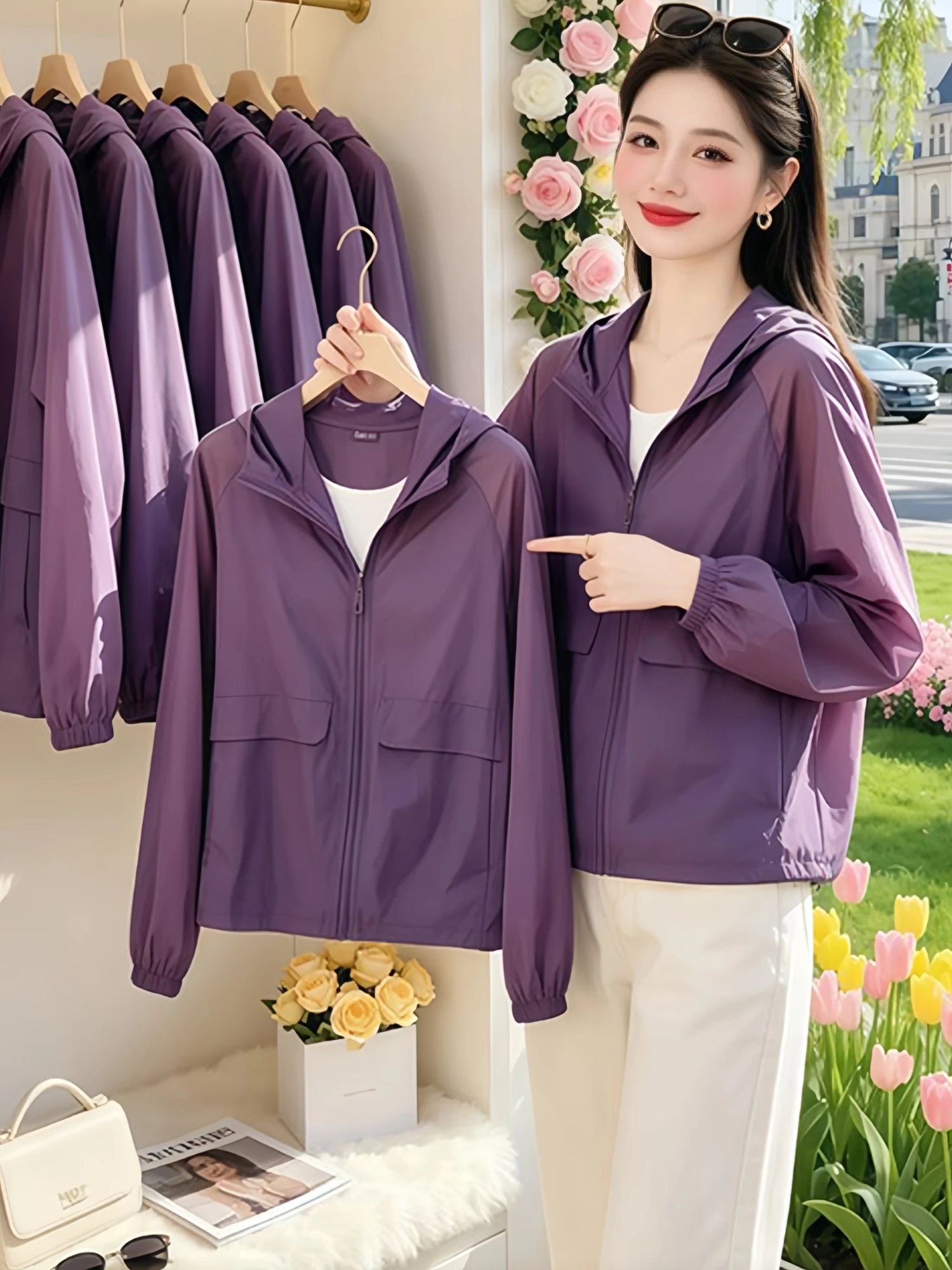 Stylish Short Hooded Women's Jacket Loose Fit Summer New Design Sensation Open Cardigan Sunscreen Clothes Beautiful Ladies' Coat
Stylish Short Hooded Women's Jacket Loose Fit Summer New Design Sensation Open Cardigan Sunscreen Clothes Beautiful Ladies' Coat