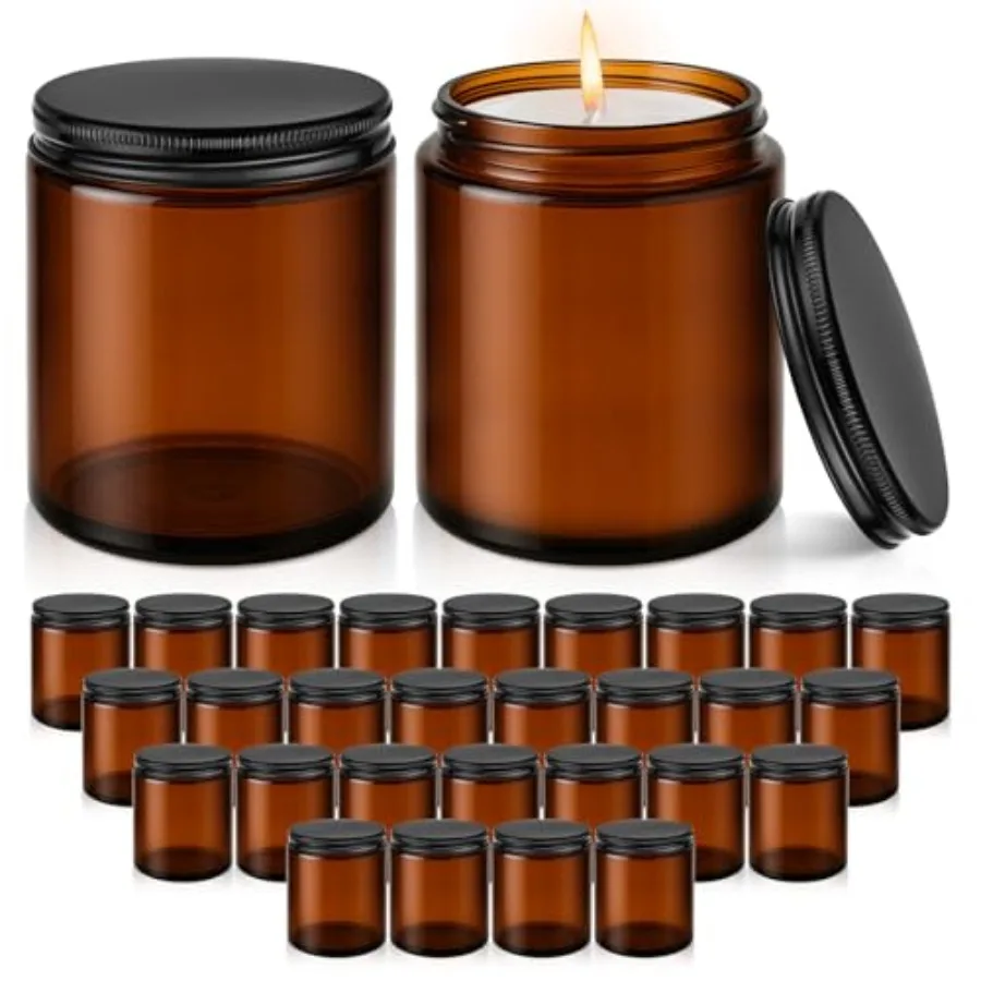 Стеклянные банки 8 унций с крышками, 30 шт., янтарные банки для свечей с белыми этикетками и внутренними вкладышами, пустые, герметичные, круглые
Стеклянные банки 8 унций с крышками, 30 шт., янтарные банки для свечей с белыми этикетками и внутренними вкладышами, пустые, герметичные, круглые