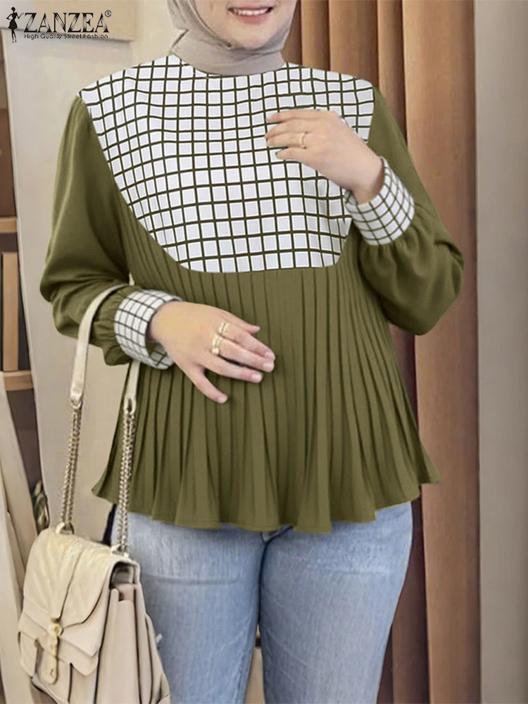 ZANZEA 2022, женские модные топы с длинными рукавами, осенняя блузка, элегантная плиссированная рабочая рубашка в стиле пэчворк, Blusas Mujer, мусульманский кафтан Абая
ZANZEA 2022, женские модные топы с длинными рукавами, осенняя блузка, элегантная плиссированная рабочая рубашка в стиле пэчворк, Blusas Mujer, мусульманский кафтан Абая