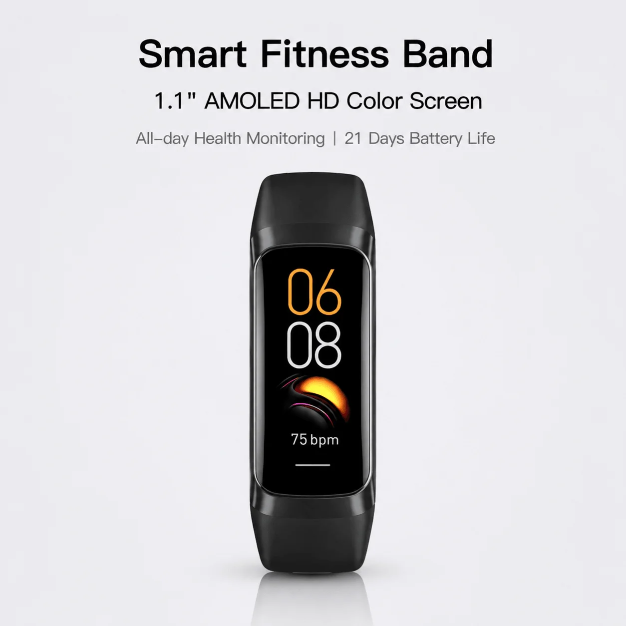 Slim 1.1'' AMOLED Smart Band Body Temperature Fitness Tracker 3ATM Waterproof Heart Rate Blood Oxygen Monitor for iOS Android
Slim 1.1'' AMOLED Smart Band Body Temperature Fitness Tracker 3ATM Waterproof Heart Rate Blood Oxygen Monitor for iOS Android