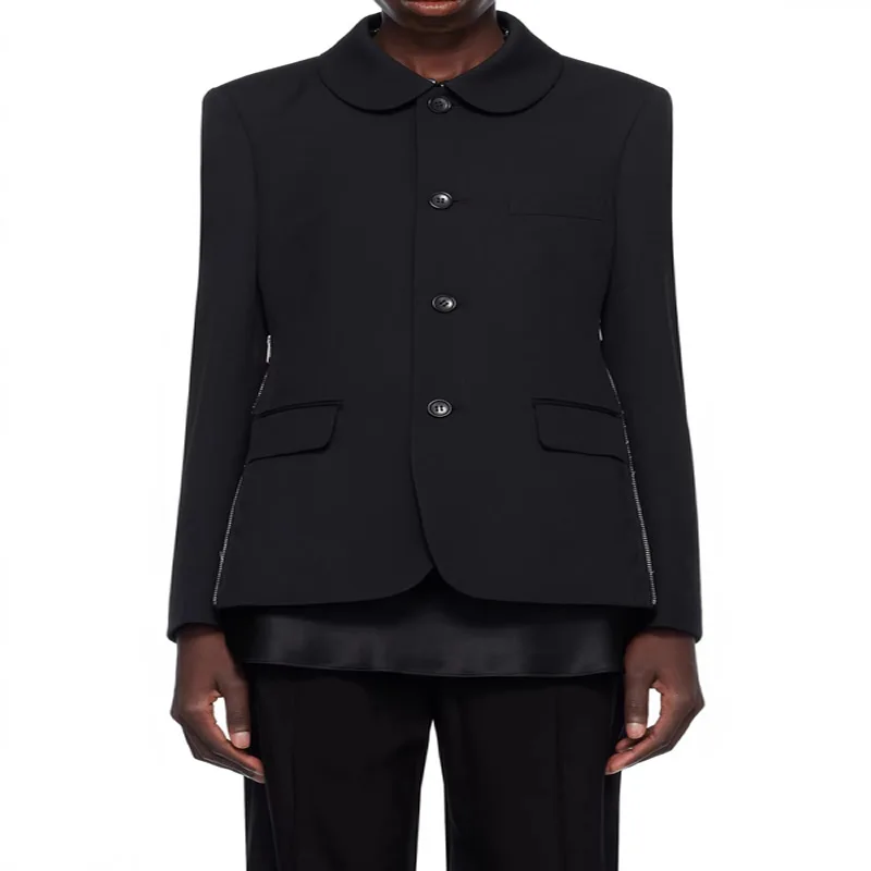 Однотонное черное женское пальто с длинным рукавом и воротником «Питер Пэн», высококачественное пальто
Однотонное черное женское пальто с длинным рукавом и воротником «Питер Пэн», высококачественное пальто