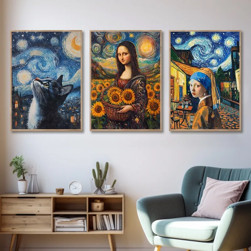 Funny Art Matisse Monet Cat Van Gogh Sunflowers Mona Lisa Canvas Painting Posters and Prints Wall Pictures for Living Room Decor
Funny Art Matisse Monet Cat Van Gogh Sunflowers Mona Lisa Canvas Painting Posters and Prints Wall Pictures for Living Room Decor