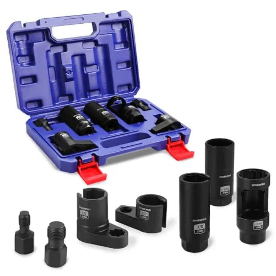 7PCS O2 Oxygen Sensor Socket, Automotive 3/8" 1/2" Drive x 1-1/16" 7/8" 27mm 22mm O2 Sensor Socket Removal Tool Wrench and Thre
7PCS O2 Oxygen Sensor Socket, Automotive 3/8" 1/2" Drive x 1-1/16" 7/8" 27mm 22mm O2 Sensor Socket Removal Tool Wrench and Thre