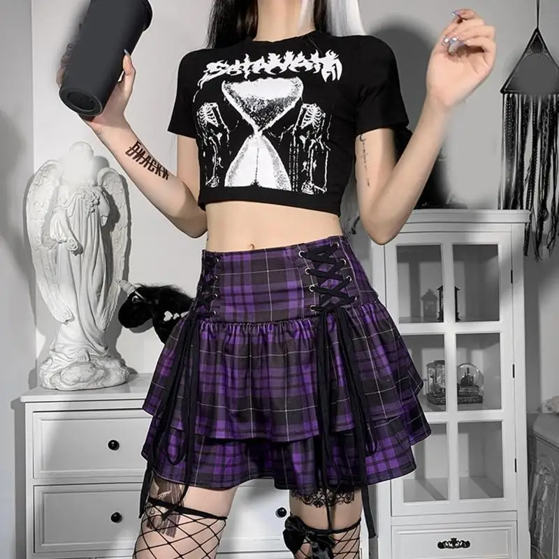 31BF Women Gothic High Waist Double Layer Plaid Mini Skater Skirt Harajuku Punk Lace-Up Vintage Pleated Flared Streetwear
31BF Women Gothic High Waist Double Layer Plaid Mini Skater Skirt Harajuku Punk Lace-Up Vintage Pleated Flared Streetwear