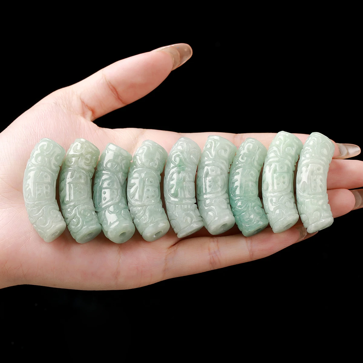 JD Grade A Natural Jadeite Carved Curved Tube Loose Spacer Beads for DIY Bracelet Earrings Jewelry Making Accessories
JD Grade A Natural Jadeite Carved Curved Tube Loose Spacer Beads for DIY Bracelet Earrings Jewelry Making Accessories