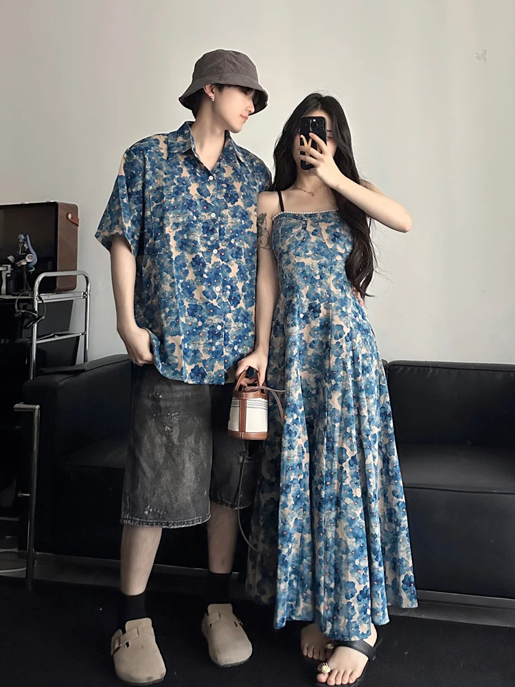 Couples Summer Floral Print Short Sleeve Shirt Men's Beach Vacation Style Women's Dress Casual Loose Fit Youth Popular
Couples Summer Floral Print Short Sleeve Shirt Men's Beach Vacation Style Women's Dress Casual Loose Fit Youth Popular