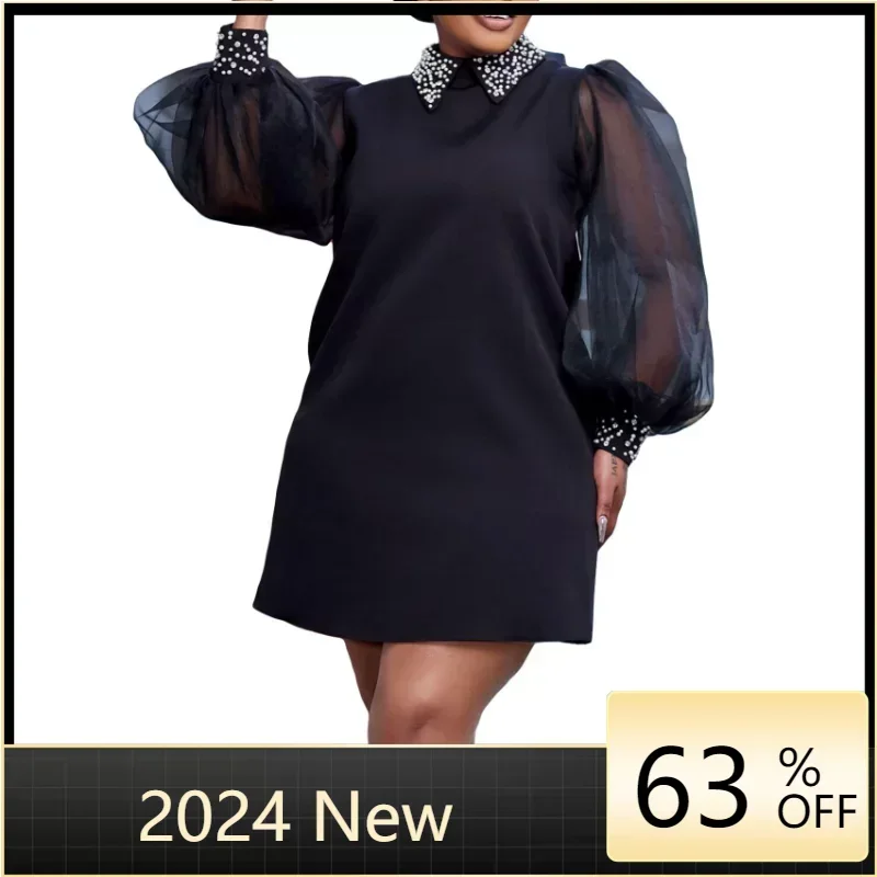 Spring Summer Beading Mini Dress Women Casual Solid Turn Down Collar Lantern Long Sleeve Party Work Business Dress Women
Spring Summer Beading Mini Dress Women Casual Solid Turn Down Collar Lantern Long Sleeve Party Work Business Dress Women