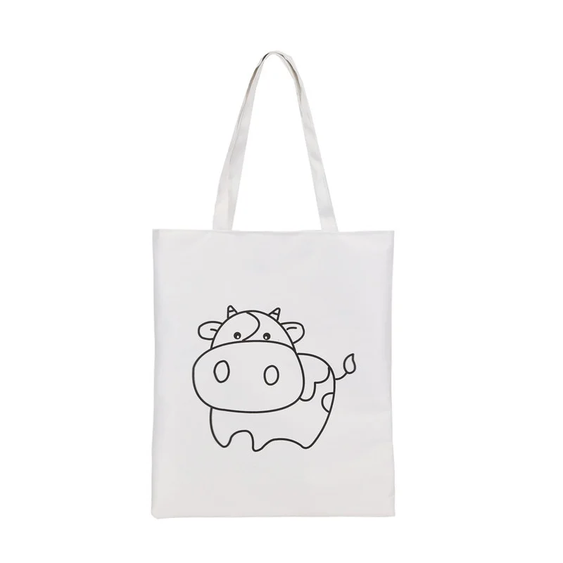 Cute Cartoon Cow Print Canvas Tote Bag White Minimalist Line Art Shoulder Bag Casual Handbag for Women Students
Cute Cartoon Cow Print Canvas Tote Bag White Minimalist Line Art Shoulder Bag Casual Handbag for Women Students