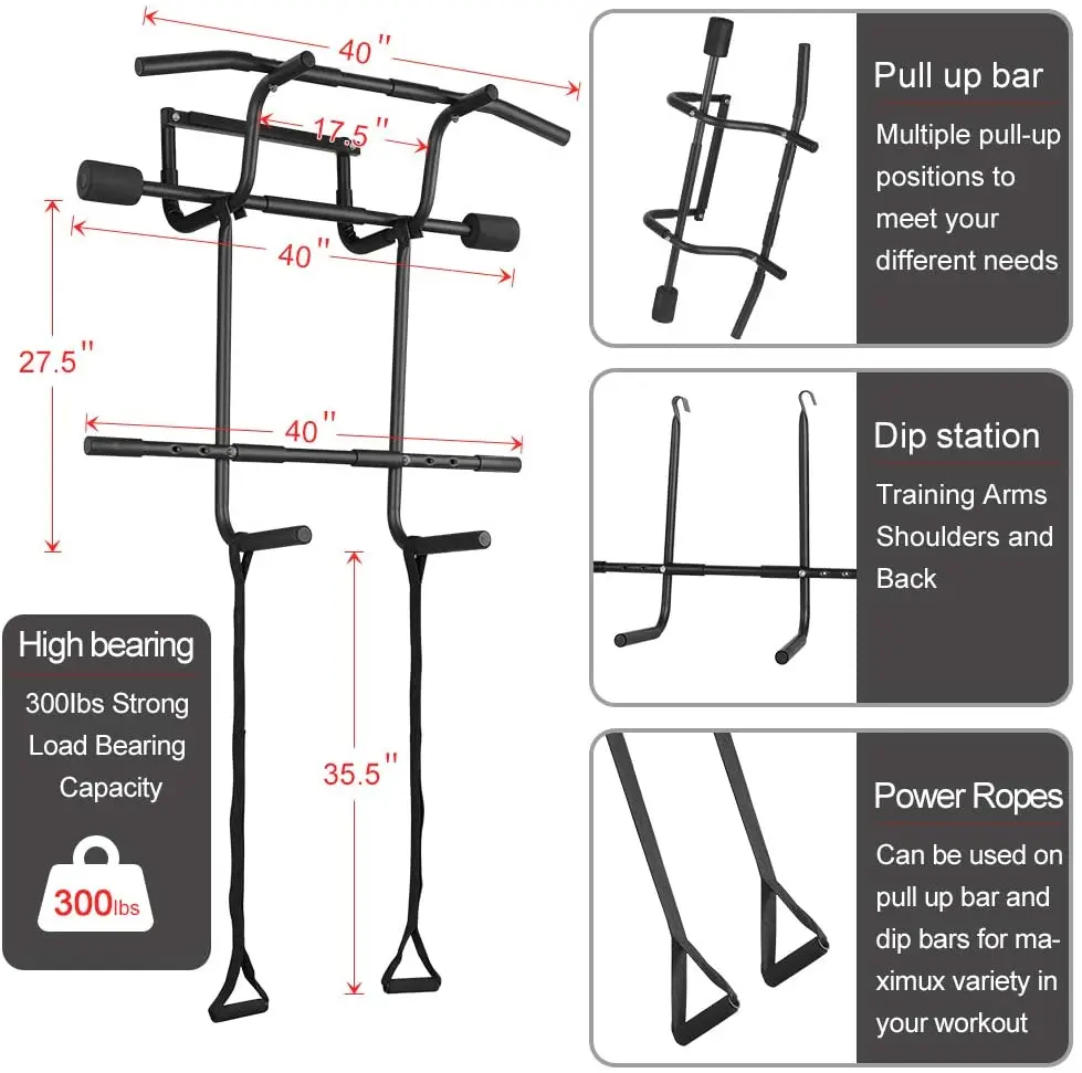 Multi-Functional Doorway Pull up Bar Home Strength Training Dip Bar & Suspension Straps
Multi-Functional Doorway Pull up Bar Home Strength Training Dip Bar & Suspension Straps