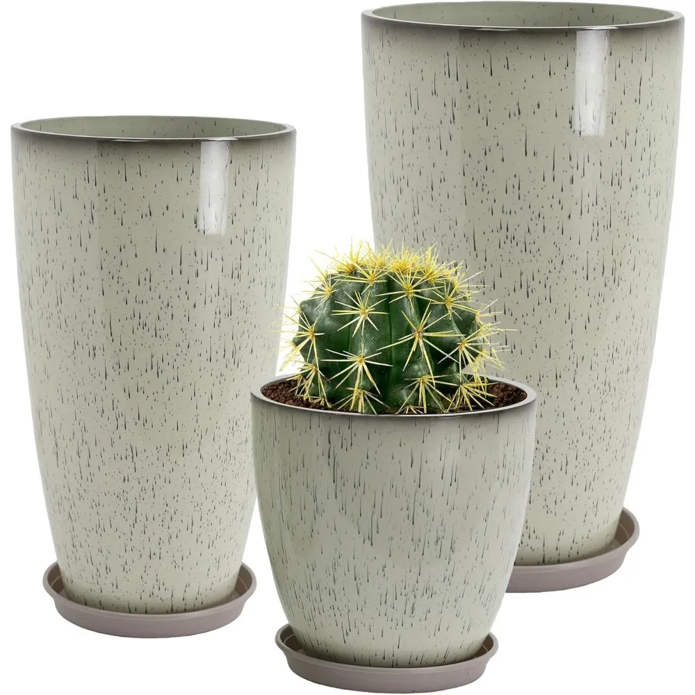 24/21/12 Inch Large Plastic Planter, Lightweight Ceramic-Look Tall Planters with Drain Hole & Saucers, Tall Plastic Planters for
24/21/12 Inch Large Plastic Planter, Lightweight Ceramic-Look Tall Planters with Drain Hole & Saucers, Tall Plastic Planters for