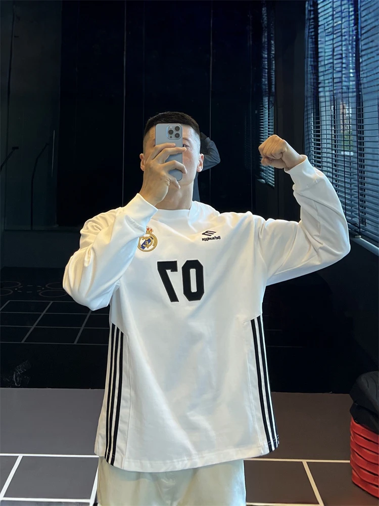 Мужская спортивная футболка большого размера 300 Pou в американском ретро-стиле с вышивкой, весна-осень, длинный рукав, базовая модель
Мужская спортивная футболка большого размера 300 Pou в американском ретро-стиле с вышивкой, весна-осень, длинный рукав, базовая модель