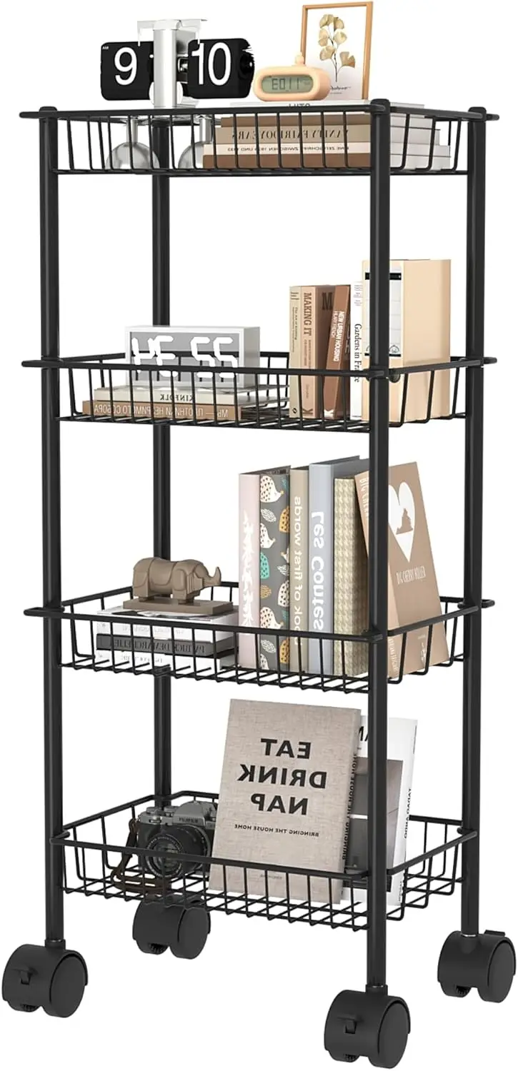 4-Tier Rolling Cart, Storage Cart with Removable Baskets, Metal Utility Cart with Wheels, for Kitchen, Bathroom, Office,
4-Tier Rolling Cart, Storage Cart with Removable Baskets, Metal Utility Cart with Wheels, for Kitchen, Bathroom, Office,