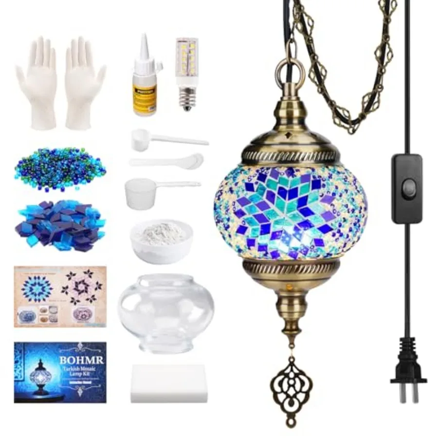 Набор для изготовления турецкой мозаичной лампы своими руками, 5,2 дюйма, с подключением к сети, подвесной светильник из витражного стекла с кабелем 15 футов – не требуются навыки, мозаика
Набор для изготовления турецкой мозаичной лампы своими руками, 5,2 дюйма, с подключением к сети, подвесной светильник из витражного стекла с кабелем 15 футов – не требуются навыки, мозаика