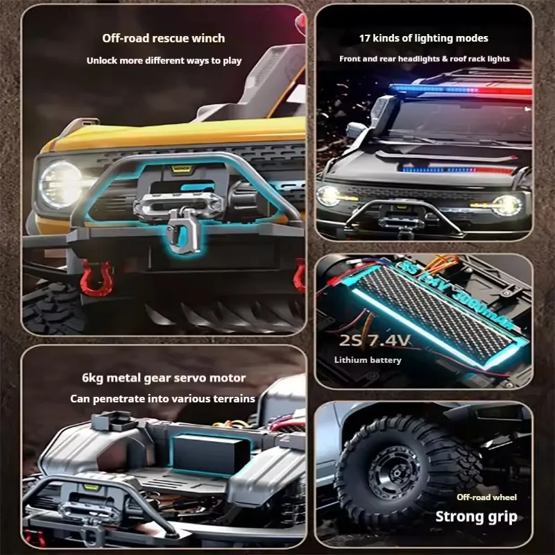 NEW RC Crawler 1/10 Rc Car 4WD With 17 Types Lights 2.4G Electric Remote Control Car Rock Off road Climbing Vehicl Metal Servo
NEW RC Crawler 1/10 Rc Car 4WD With 17 Types Lights 2.4G Electric Remote Control Car Rock Off road Climbing Vehicl Metal Servo