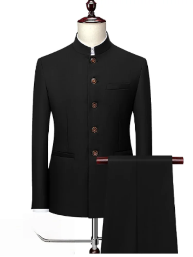 Black Single Breasted Stand Up Collar Suit 2 Piece Set Men Business Wedding Slim Fit Blazer Coat Pants Dress Suits
Black Single Breasted Stand Up Collar Suit 2 Piece Set Men Business Wedding Slim Fit Blazer Coat Pants Dress Suits