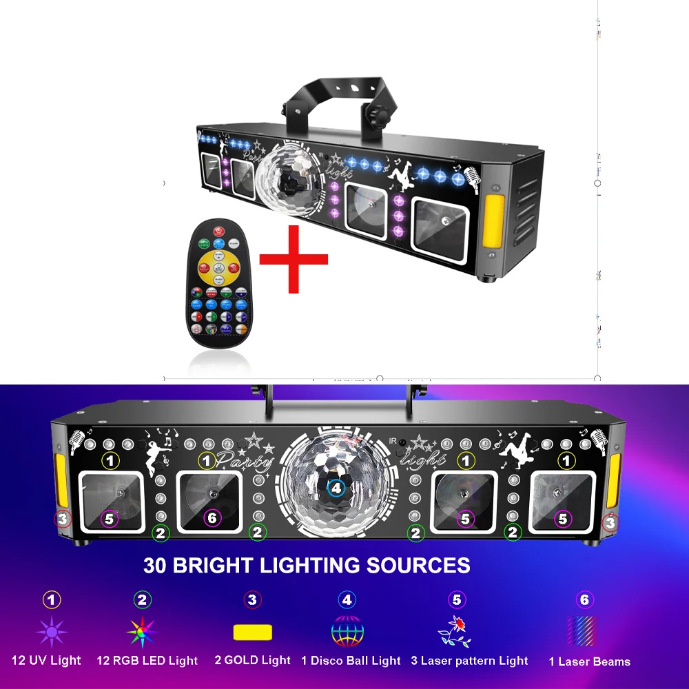 4 in 1 Disco Lights for Parties DJ Lights with Controller 3D RGB Animation Stage Lights for Parties Bar Nightclubs Live Show
4 in 1 Disco Lights for Parties DJ Lights with Controller 3D RGB Animation Stage Lights for Parties Bar Nightclubs Live Show