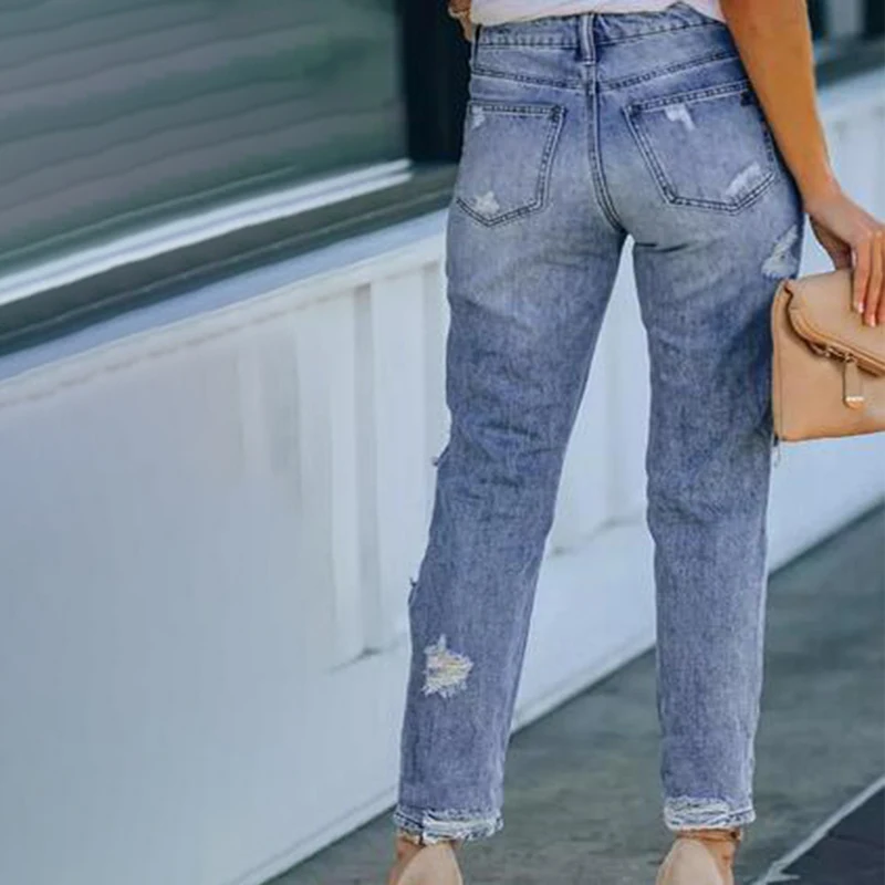 Spring and summer women's hole roll edge straight cylinder wide leg loose Cropped jeans for sexy women
Spring and summer women's hole roll edge straight cylinder wide leg loose Cropped jeans for sexy women