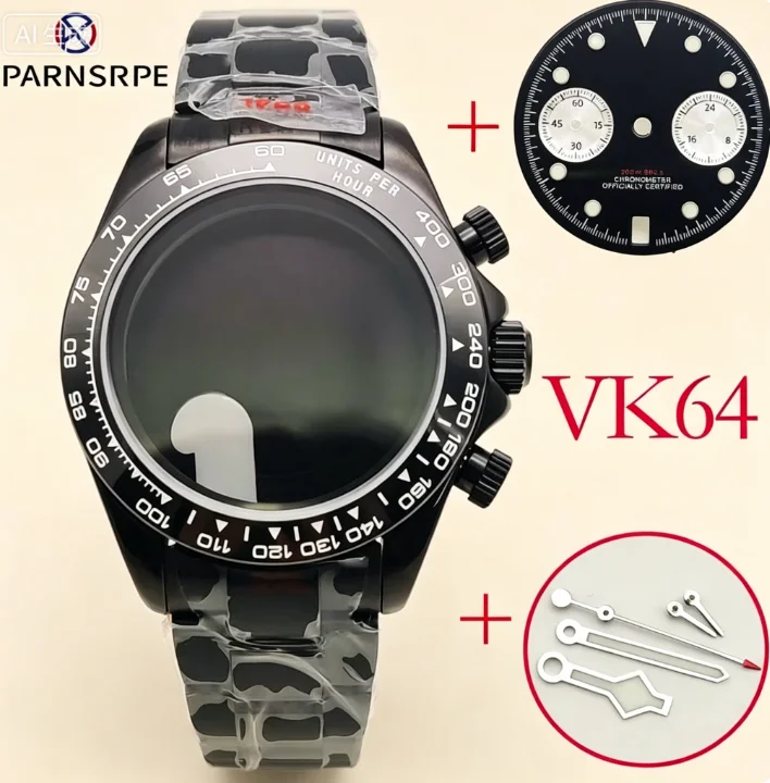 VK64 Black Men's Automatic Mechanical Case with Stainless Steel Strap, Sterile Green Luminous Dial and Hands, Sapphire Glass
VK64 Black Men's Automatic Mechanical Case with Stainless Steel Strap, Sterile Green Luminous Dial and Hands, Sapphire Glass