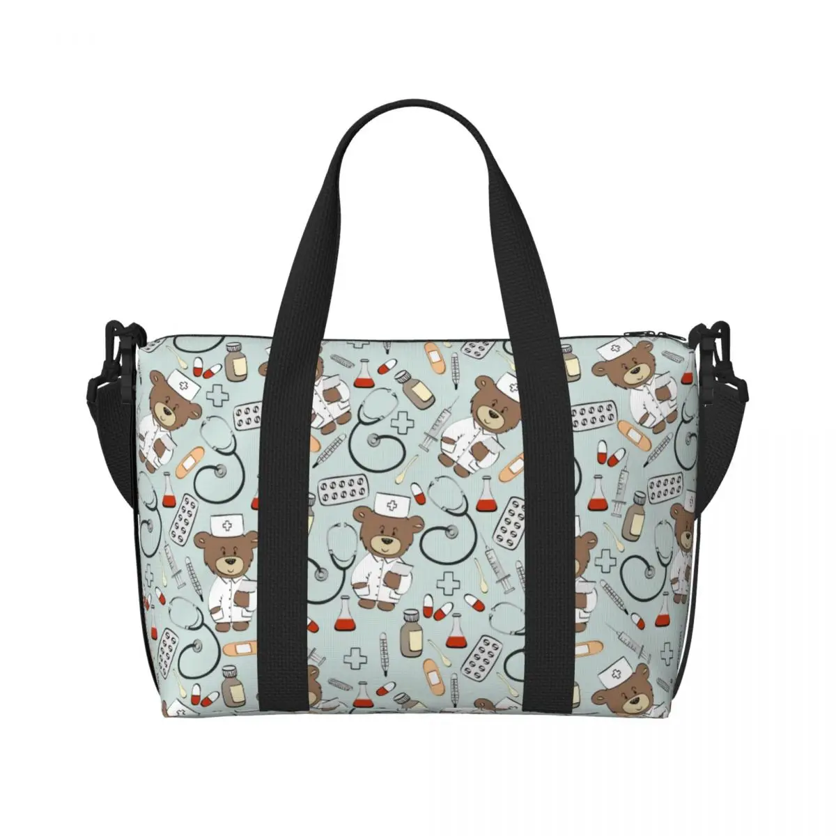 Custom Nurse Pattern With Bear Groceries Tote Shopping Bags Women Large Capacity Health Care Nursing Gym Beach Travel Bags
Custom Nurse Pattern With Bear Groceries Tote Shopping Bags Women Large Capacity Health Care Nursing Gym Beach Travel Bags