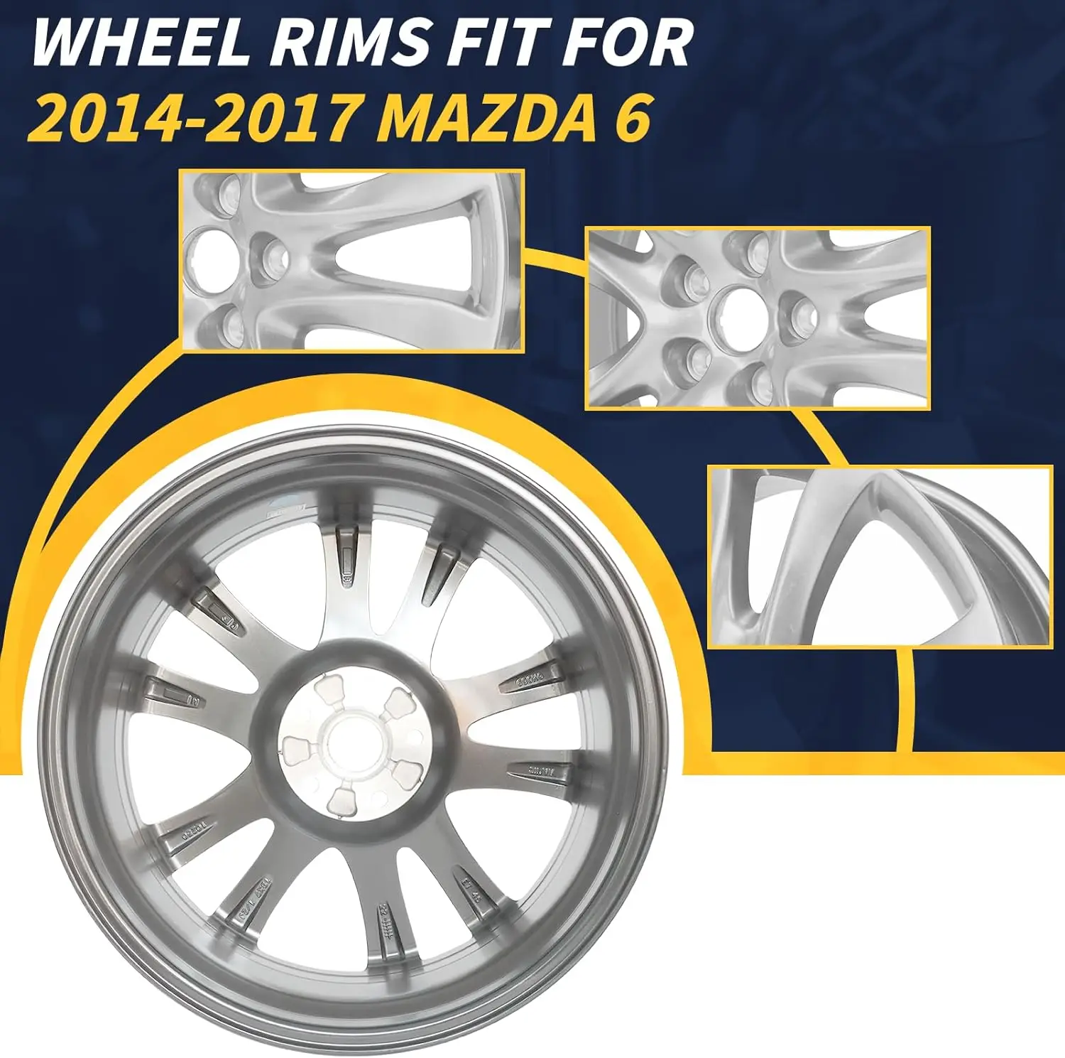 New 19"x7.5" New 19 Inch 19" Aluminum Wheel Rim Fits for 2014 2015 2016 2017 Mazda 6 Silver OEM Design Replacement Rim
New 19"x7.5" New 19 Inch 19" Aluminum Wheel Rim Fits for 2014 2015 2016 2017 Mazda 6 Silver OEM Design Replacement Rim