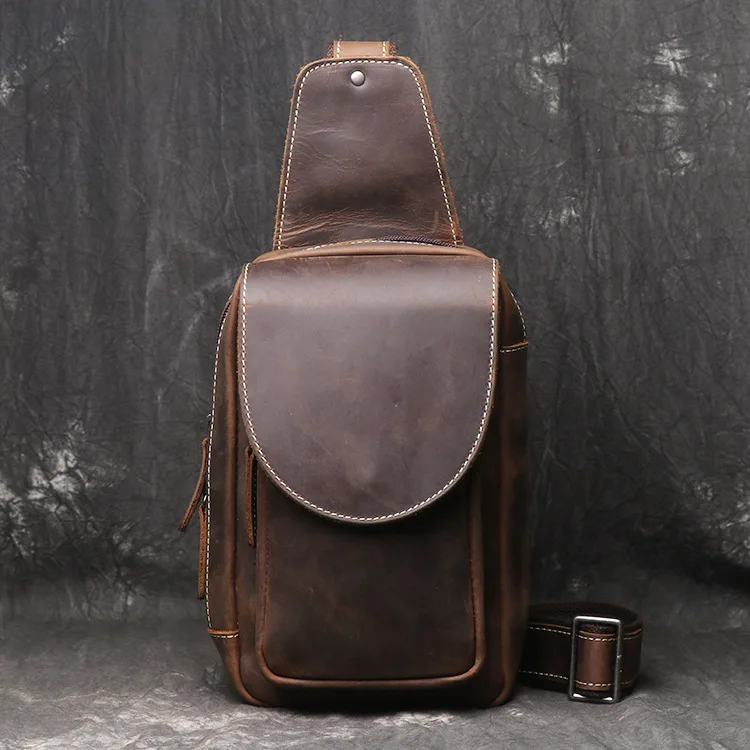 New Crazy Horse Leather Chest Bag - Men's Vintage Cowhide Crossbody Sling, Lightweight Breathable Shoulder Pack
New Crazy Horse Leather Chest Bag - Men's Vintage Cowhide Crossbody Sling, Lightweight Breathable Shoulder Pack