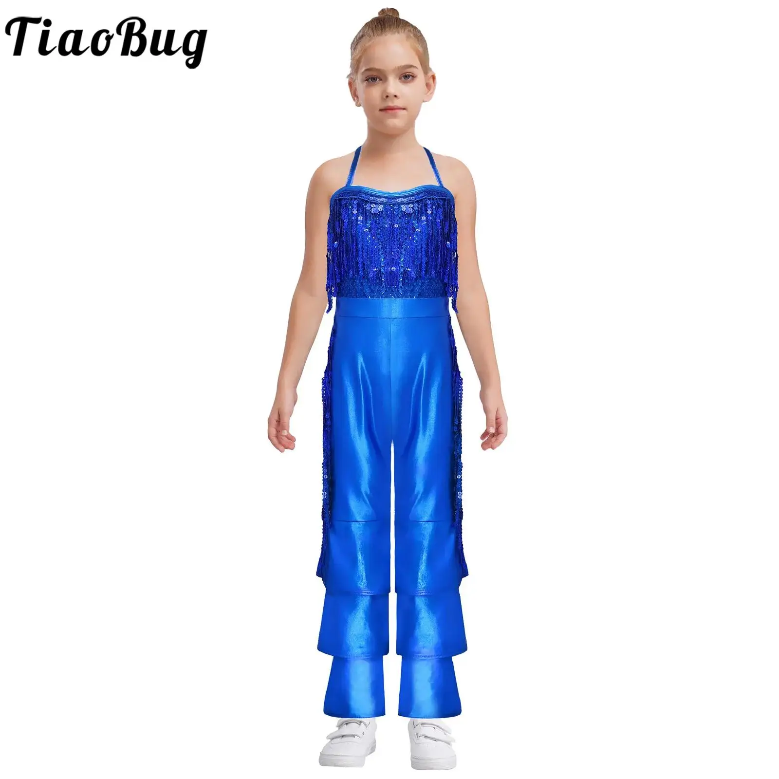 Kids Girls Halloween Movie Star Singer Cosplay Costume Fancy Dress Up Jumpsuit Halter Sleeveless Sequins Tassels Jazz Bodysuit
Kids Girls Halloween Movie Star Singer Cosplay Costume Fancy Dress Up Jumpsuit Halter Sleeveless Sequins Tassels Jazz Bodysuit