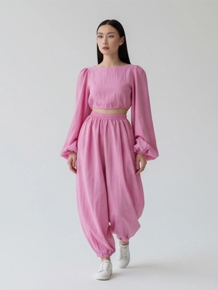 Women Casual Thin Full Sleeve Tops Pants Set Solid Color Loose Two Piece Outfit Summer Female Loungewear New Daily Pants Suit
Women Casual Thin Full Sleeve Tops Pants Set Solid Color Loose Two Piece Outfit Summer Female Loungewear New Daily Pants Suit