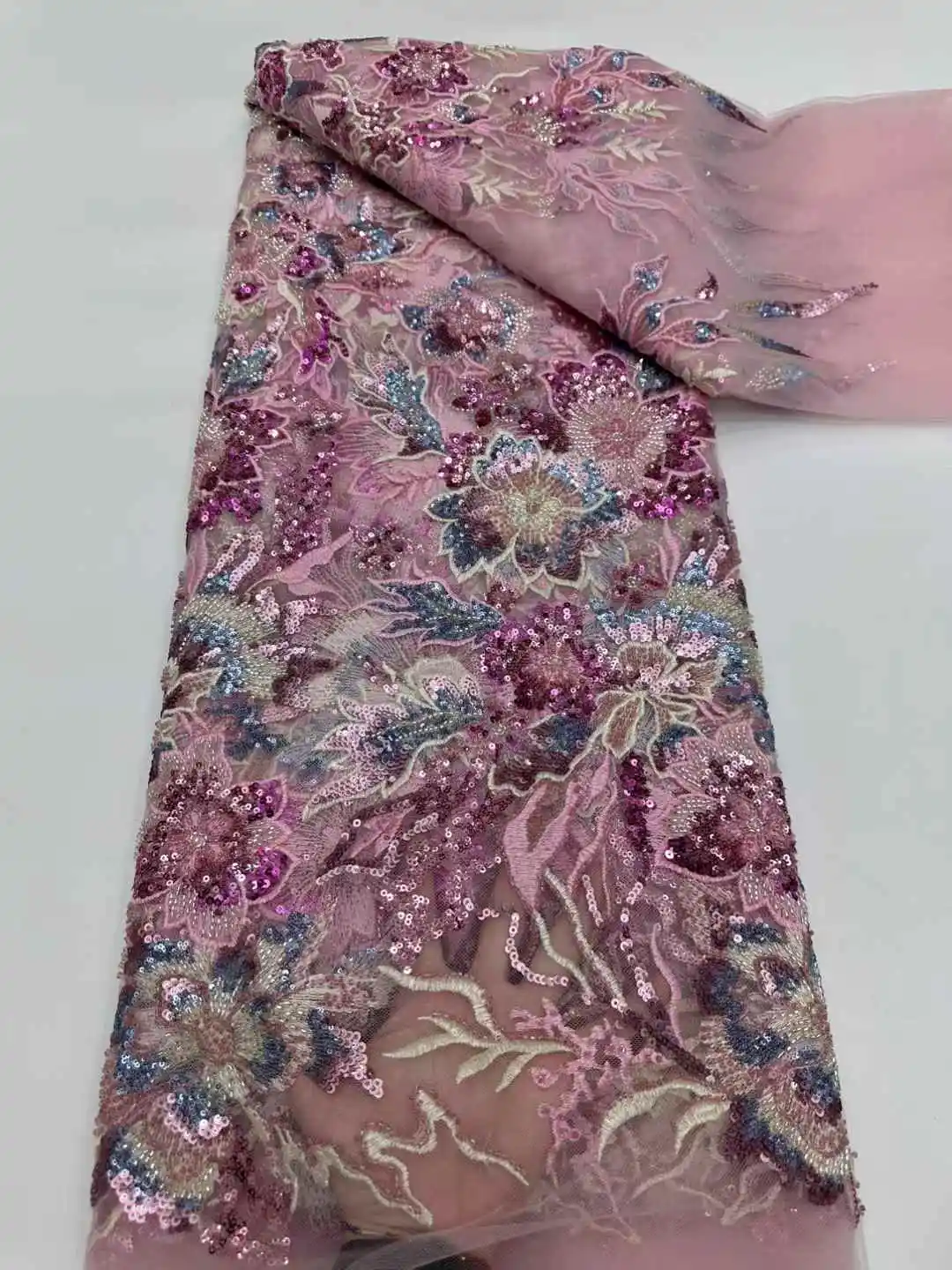 Luxury African Lace Fabric Sequins Beaded Embroidery Nigerian 2026 High Quality French Tulle Lace Fabric For Bridal Sew
Luxury African Lace Fabric Sequins Beaded Embroidery Nigerian 2026 High Quality French Tulle Lace Fabric For Bridal Sew