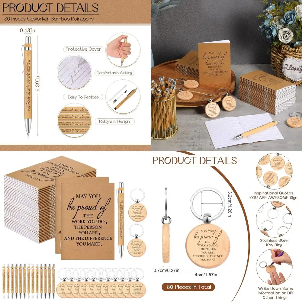 240-Piece 80-Set Christmas Team Appreciation Gifts: Pocket Notebooks, Bamboo Pens, and Keychains
240-Piece 80-Set Christmas Team Appreciation Gifts: Pocket Notebooks, Bamboo Pens, and Keychains