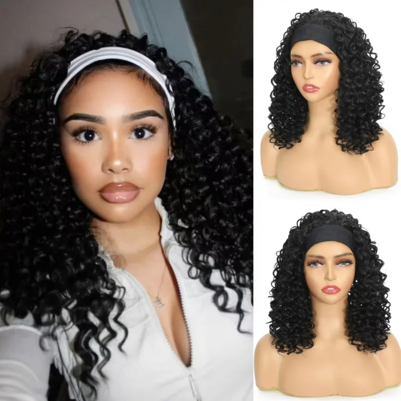 for African women, black short curly hair, small curls, headband wig
for African women, black short curly hair, small curls, headband wig