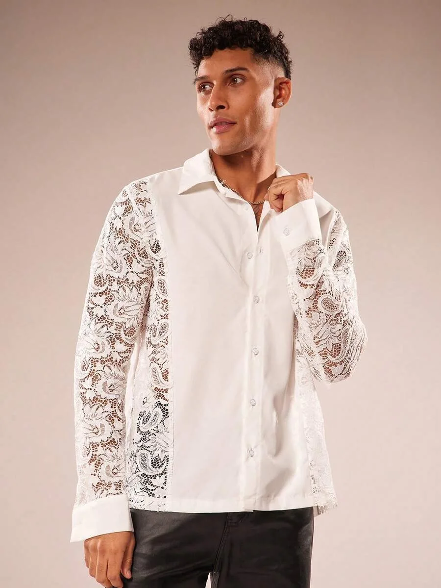 KEXU Men New Floral Lace See Through Long Sleeve Button Down Collar Shirt Casual Club Wear
KEXU Men New Floral Lace See Through Long Sleeve Button Down Collar Shirt Casual Club Wear