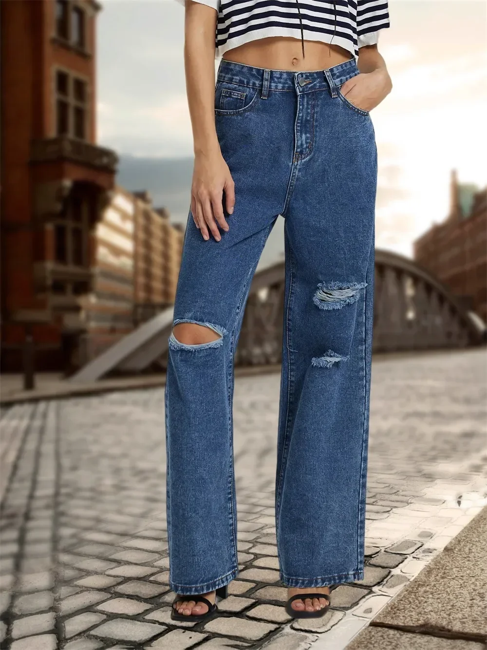 Hole Women Jeans denim Ripped Wide Leg Pants High Waist Washed Distressed Straight Trousers Female Vintage Denims 2025
Hole Women Jeans denim Ripped Wide Leg Pants High Waist Washed Distressed Straight Trousers Female Vintage Denims 2025