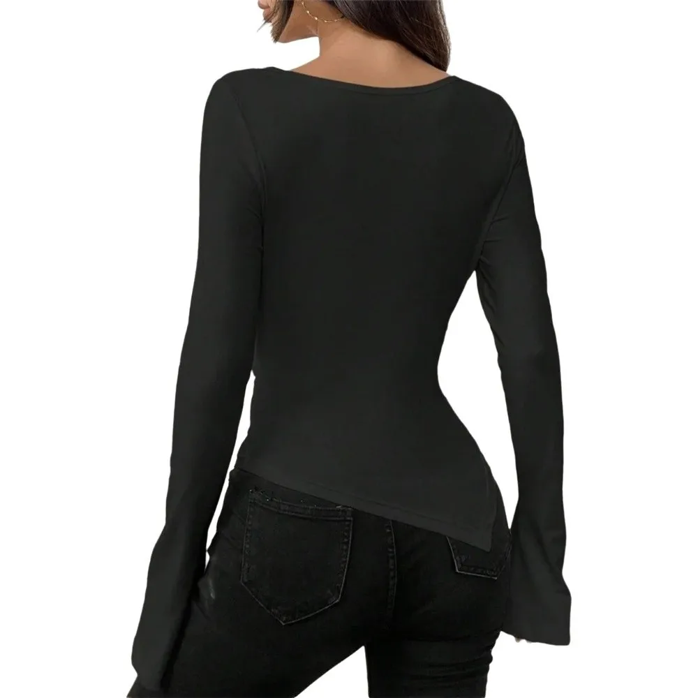 Trendy Solid Color Women's T Shirt Long Sleeves V Neck Off Shoulder Top Stretchy Slim Fit Top Spring Summer Women's Wear
Trendy Solid Color Women's T Shirt Long Sleeves V Neck Off Shoulder Top Stretchy Slim Fit Top Spring Summer Women's Wear