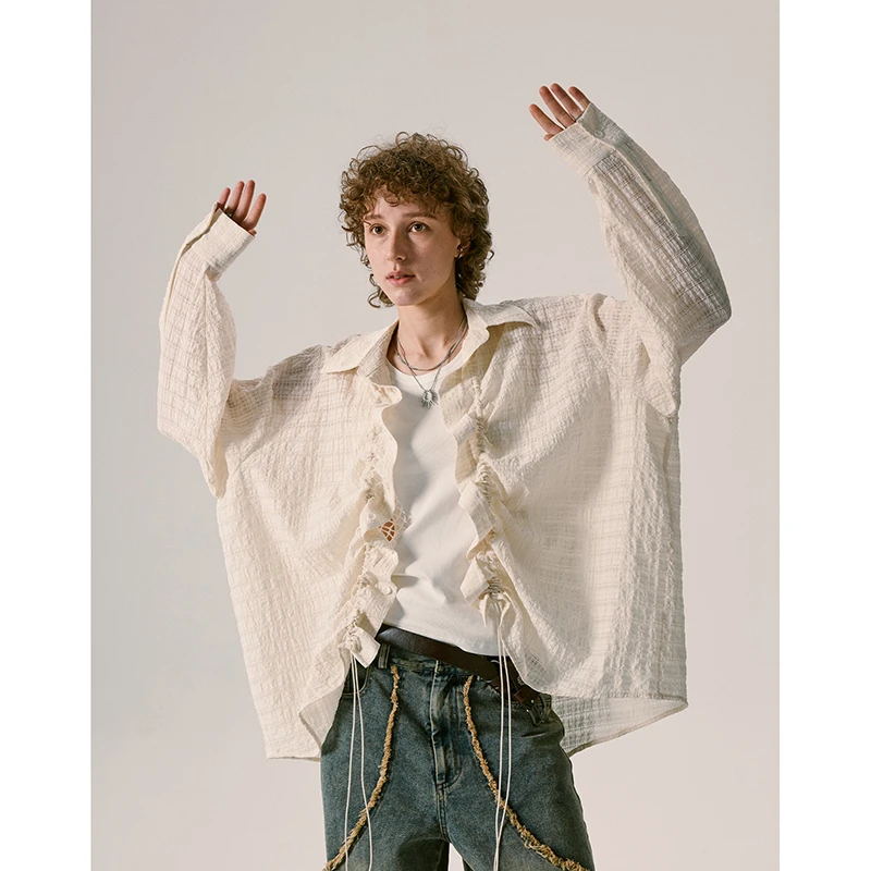 2025 New Arrival Women Loose Turn-down Collar Shirring Devise Casual Blouse Spring/summer Good Quality Open Stitch Shirts T224 
2025 New Arrival Women Loose Turn-down Collar Shirring Devise Casual Blouse Spring/summer Good Quality Open Stitch Shirts T224