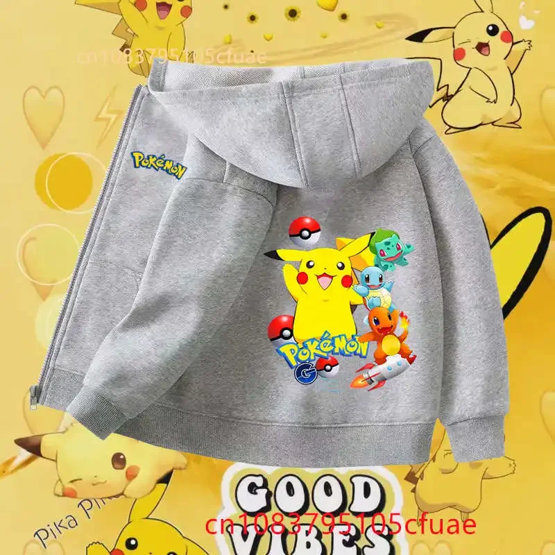 Kawaii Pokemons Gray Zipper Hoodie Set Kid Clothes GirlsClothing Baby Boy Autumn Pikachu Birthday Sweatshirt Children Tops+pants
Kawaii Pokemons Gray Zipper Hoodie Set Kid Clothes GirlsClothing Baby Boy Autumn Pikachu Birthday Sweatshirt Children Tops+pants