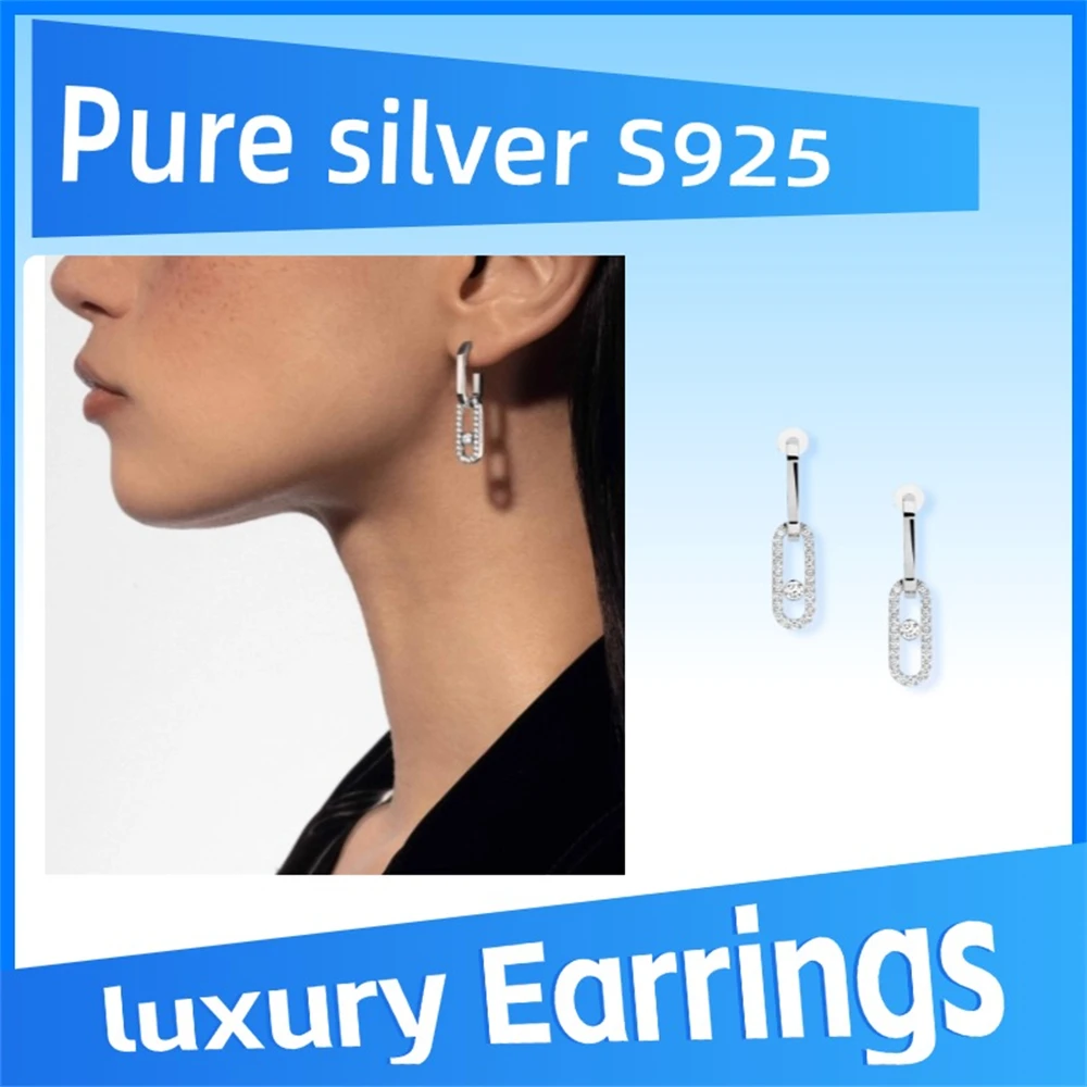 Pure 925 Sterling Silver Luxury Jewelry Move Link series Earrings Luxury diamond-filled high-quality exquisitely designed
Pure 925 Sterling Silver Luxury Jewelry Move Link series Earrings Luxury diamond-filled high-quality exquisitely designed