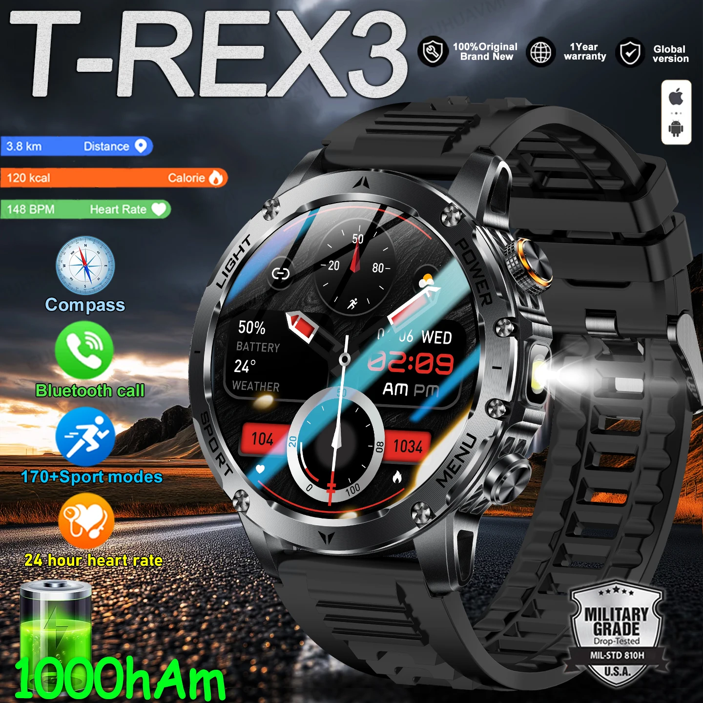 2025 Новые ГОРЯЧИЕ Военные 1000 мАч Смарт-часы с аккумулятором AMOLED Спорт Фитнес Светодиодный фонарик IP68 Водонепроницаемые умные часы для мужчин
2025 Новые ГОРЯЧИЕ Военные 1000 мАч Смарт-часы с аккумулятором AMOLED Спорт Фитнес Светодиодный фонарик IP68 Водонепроницаемые умные часы для мужчин