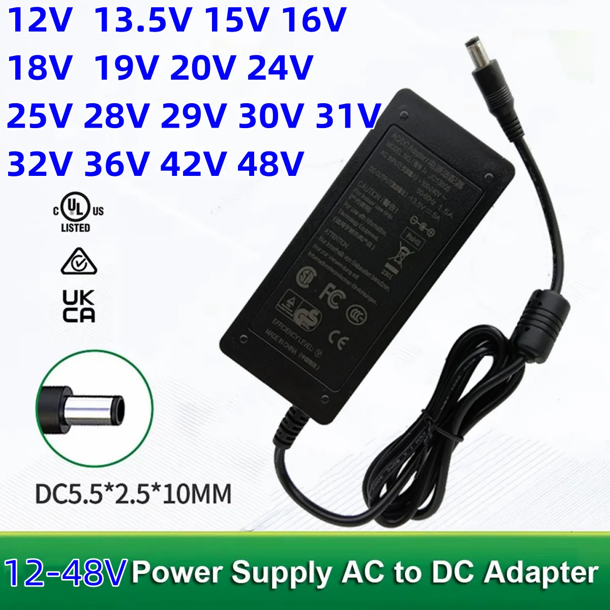 AC DC Adapter 13.5V 5A Power Supply 12V 15V 16V 18v 19V 20v 24V 25v 28V 29V 32V 36V 48V 3A 1.5A 2A 2.5A 4A 4.5A 4.7A 5A 6A 6.32A
AC DC Adapter 13.5V 5A Power Supply 12V 15V 16V 18v 19V 20v 24V 25v 28V 29V 32V 36V 48V 3A 1.5A 2A 2.5A 4A 4.5A 4.7A 5A 6A 6.32A